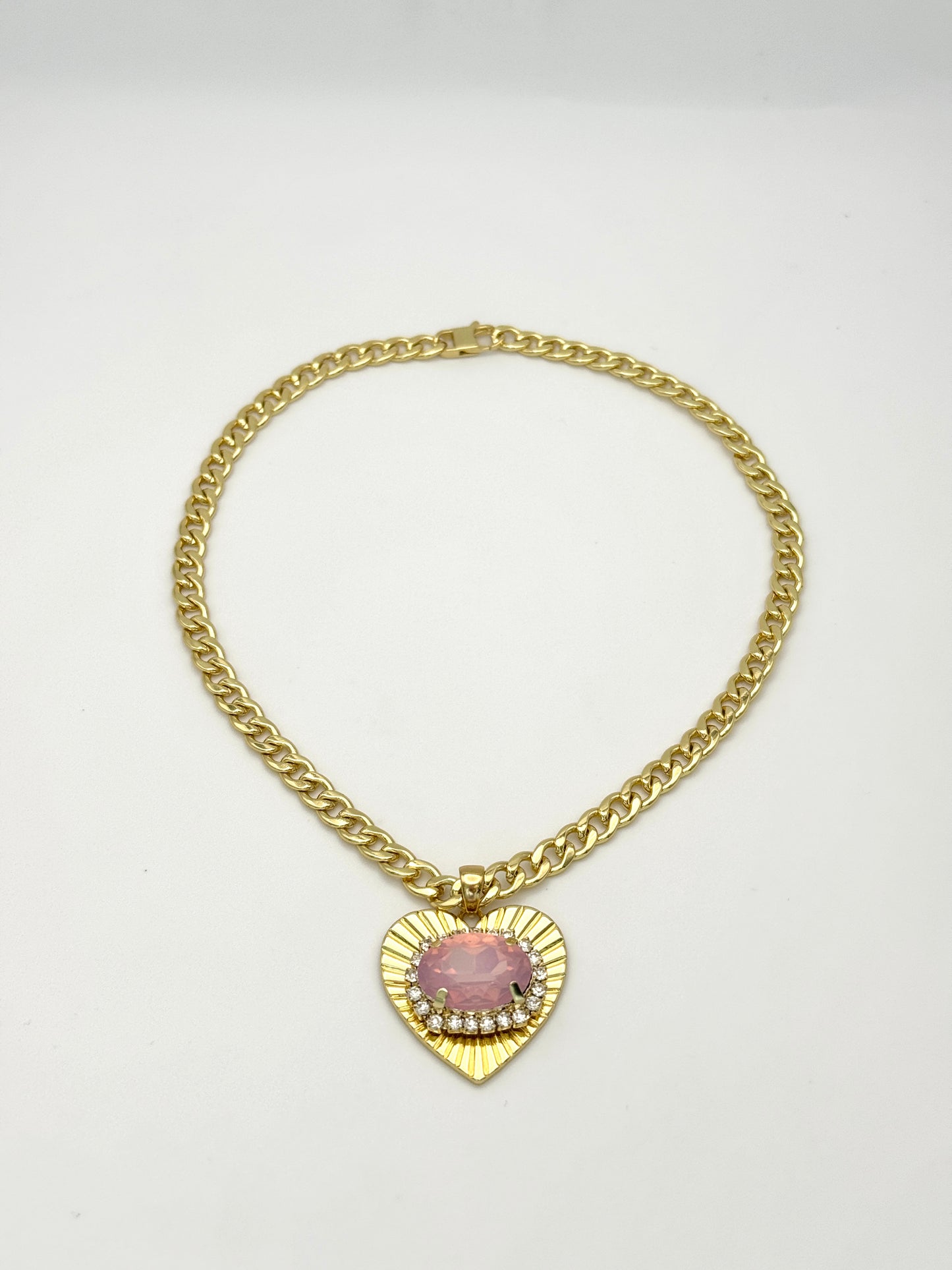 Pink Opal Heart Necklace