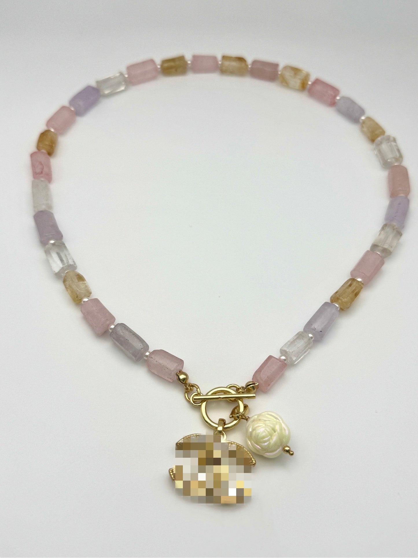 CC Pearl and Rosette Quartz Necklace