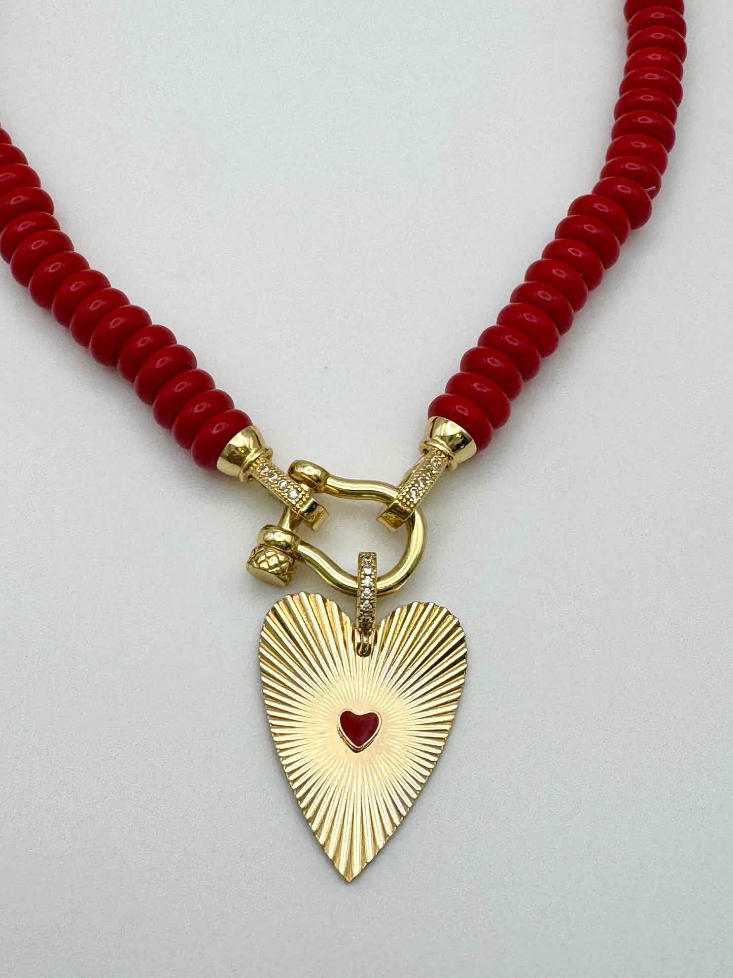 Red Glass Bead Heart Necklace
