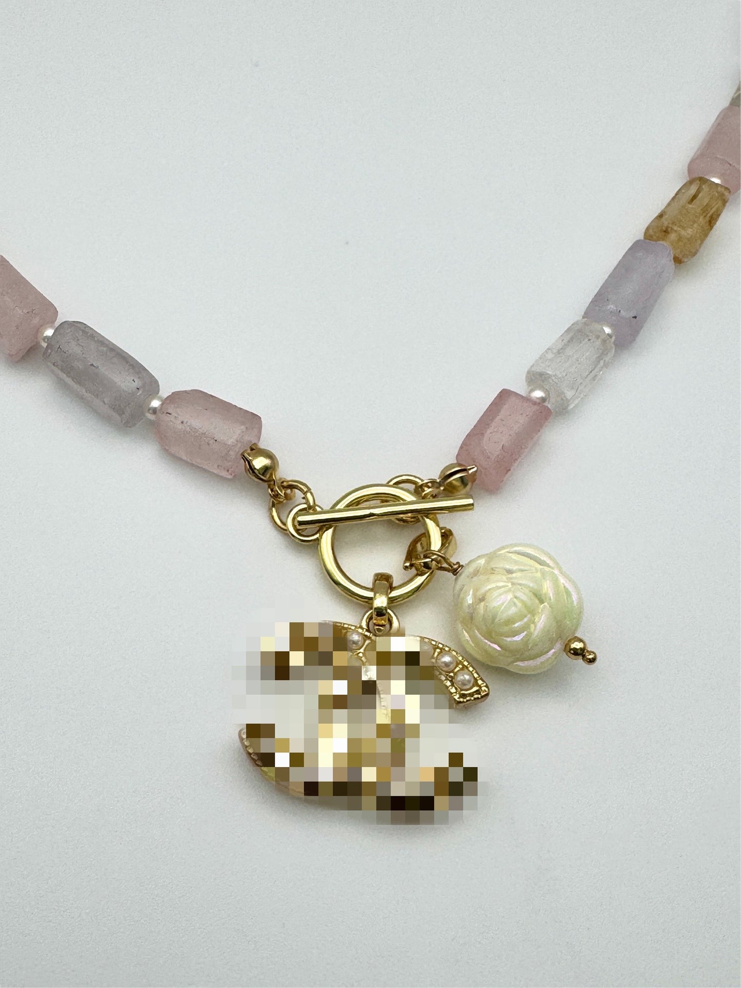 CC Pearl and Rosette Quartz Necklace