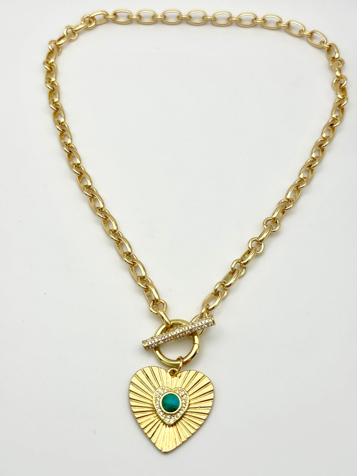 Turquoise Heart Toggle Necklace
