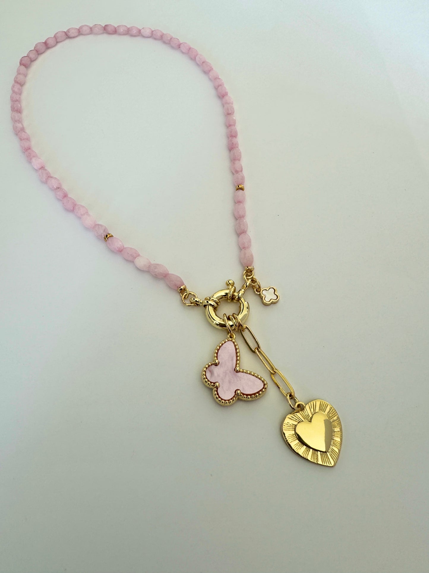 Jade Butterfly Heart Necklace
