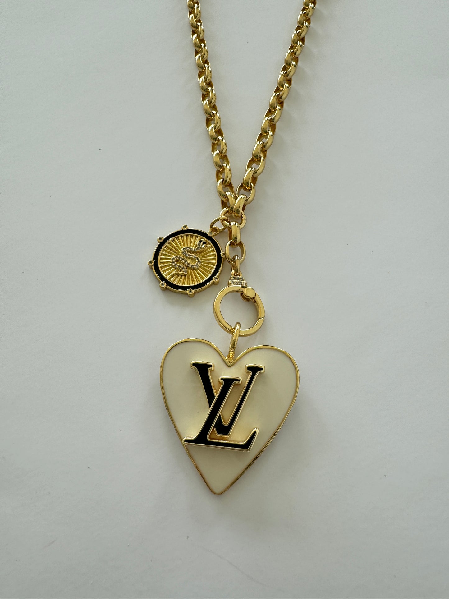 Black and White Snake LV Necklace