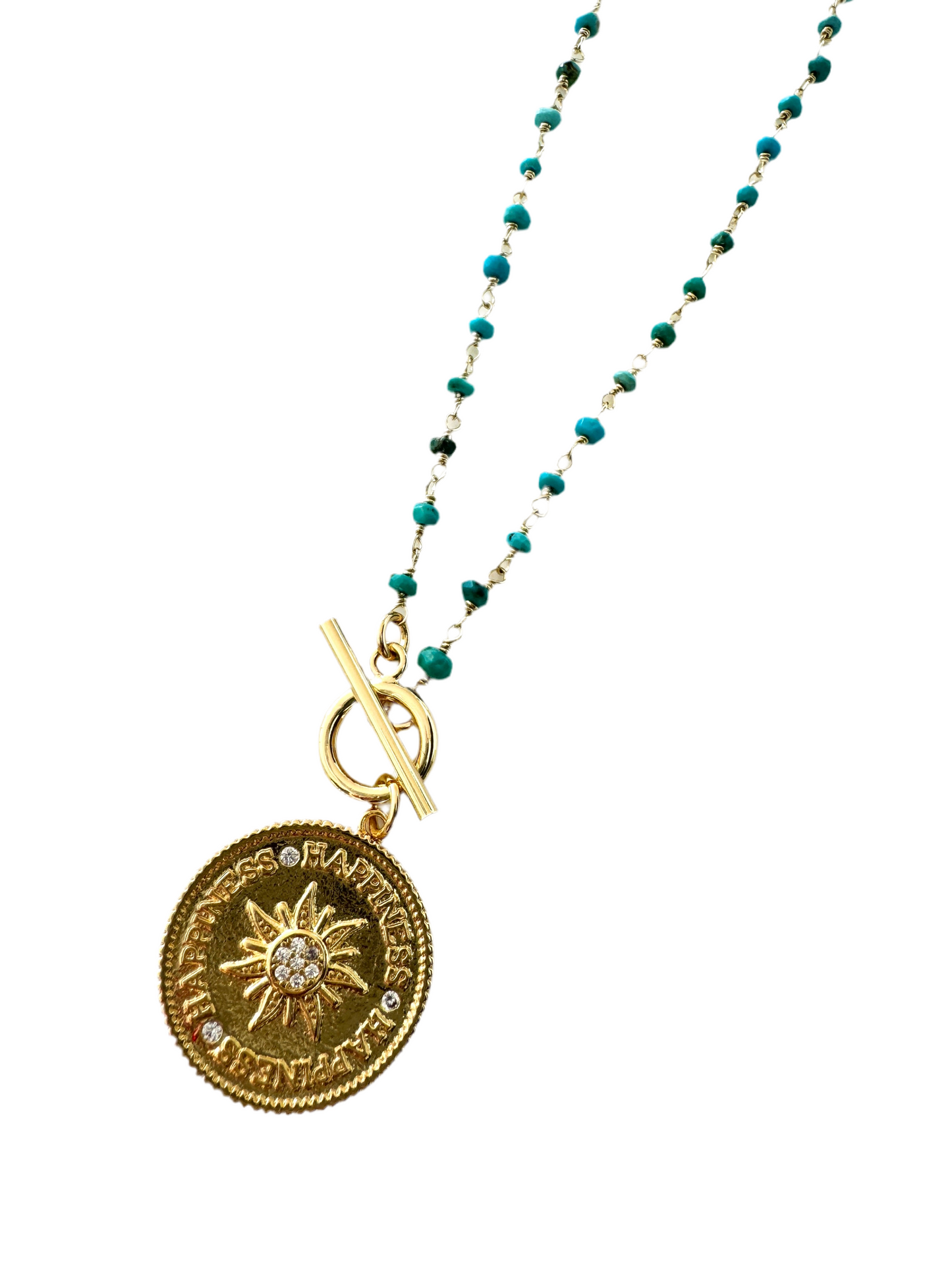 Turquoise Sun Coin Necklace