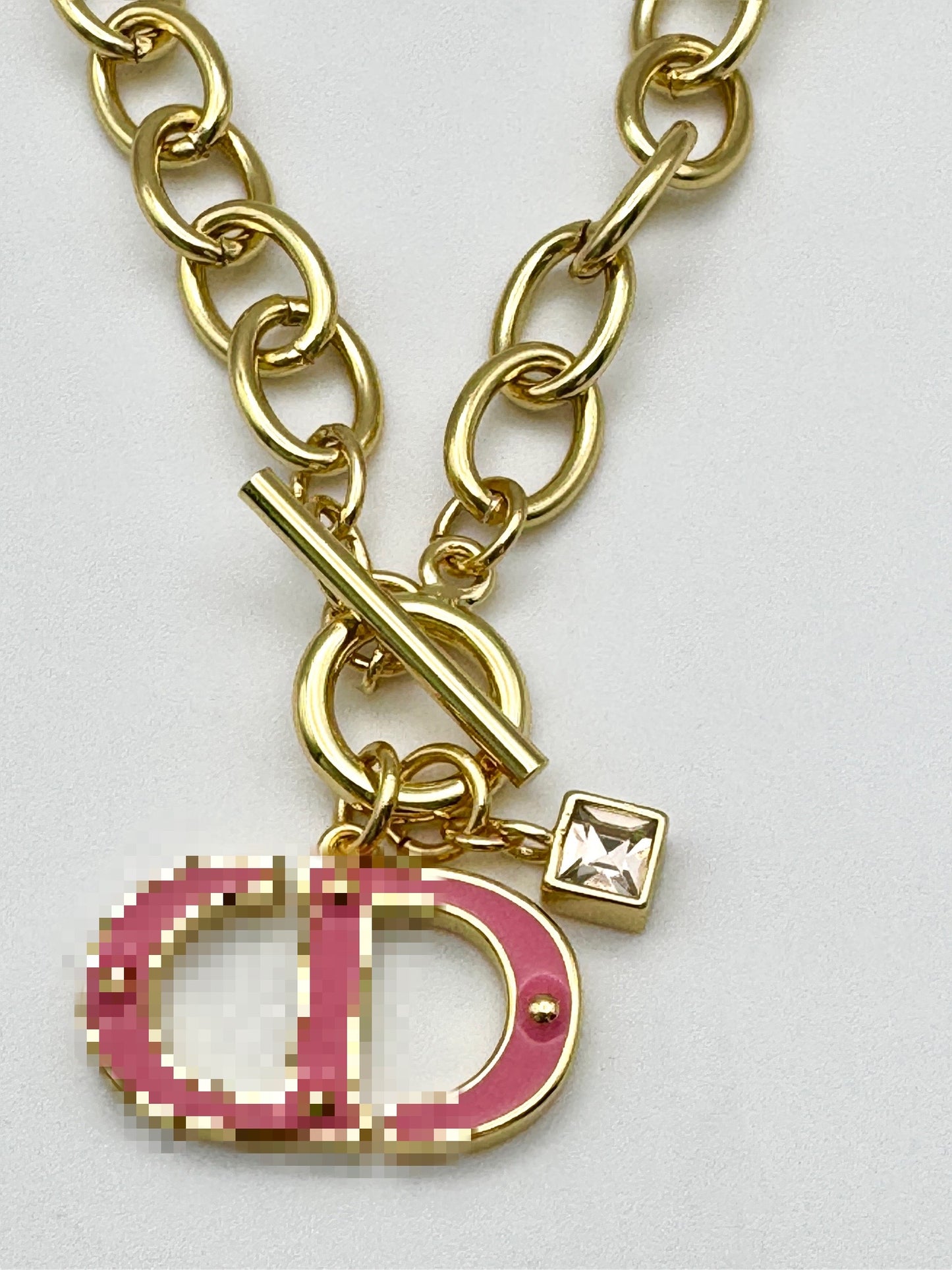 Pink Lady D Toggle Necklace