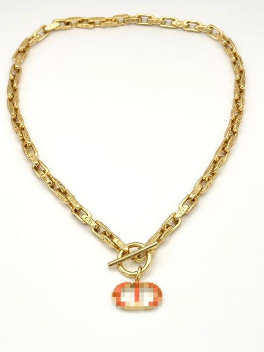 Lady D Orange Toggle Necklace