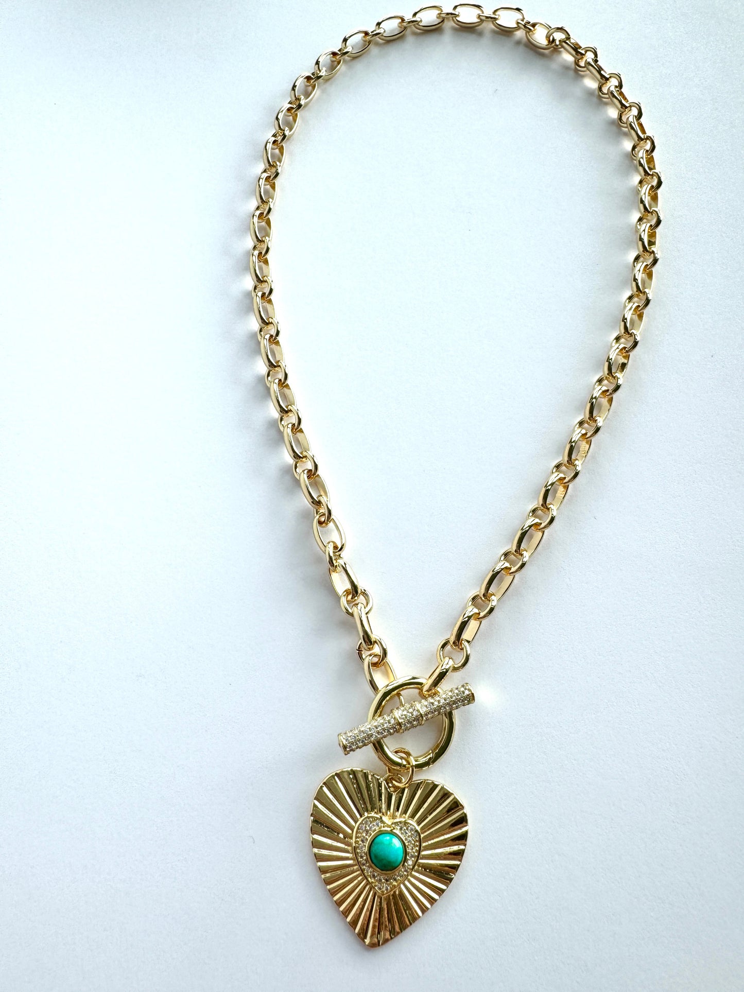 Turquoise Heart Toggle Necklace