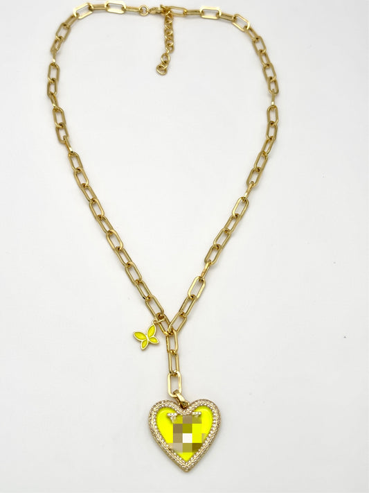 Neon LV Heart Necklace