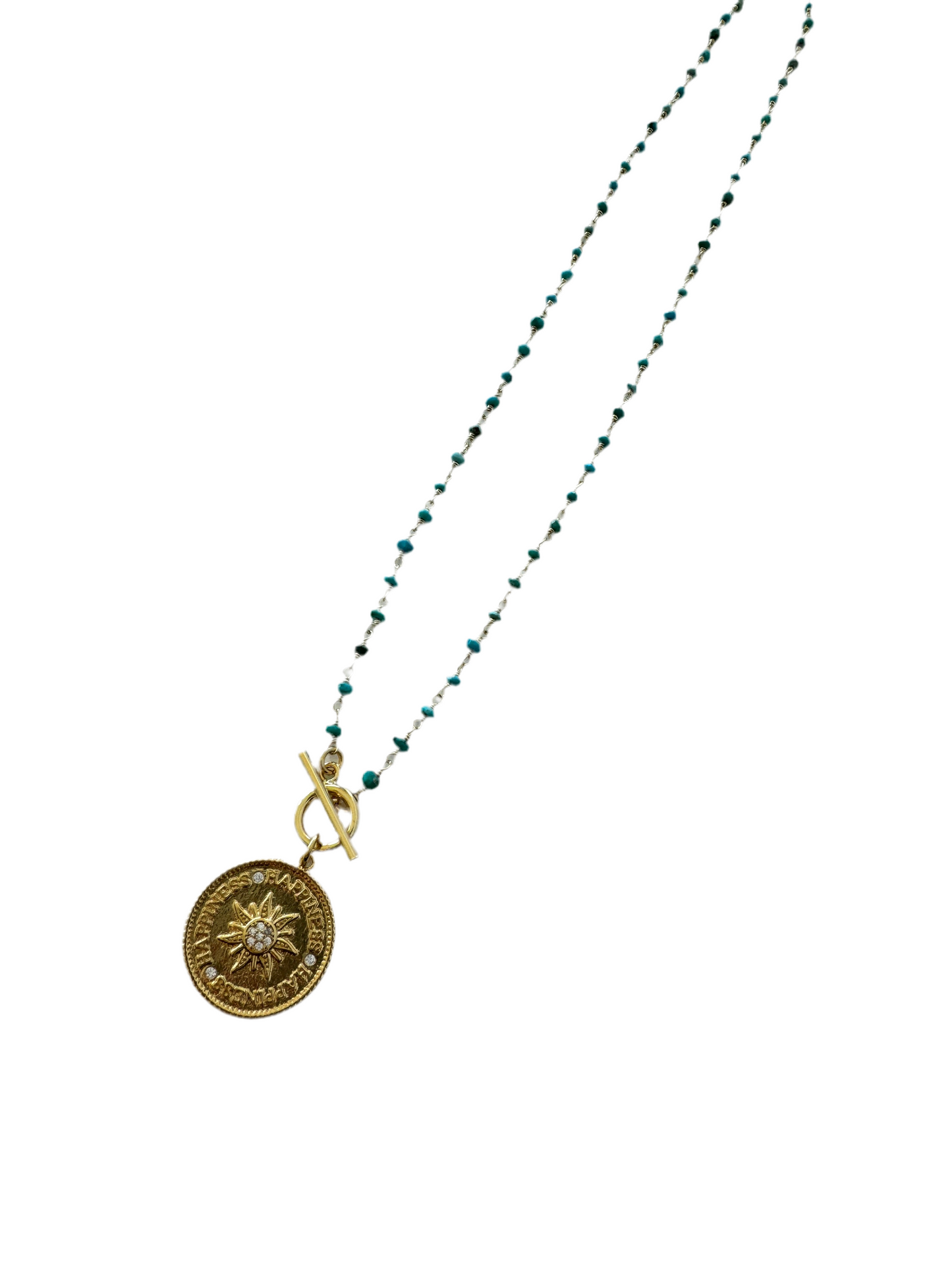 Turquoise Sun Coin Necklace