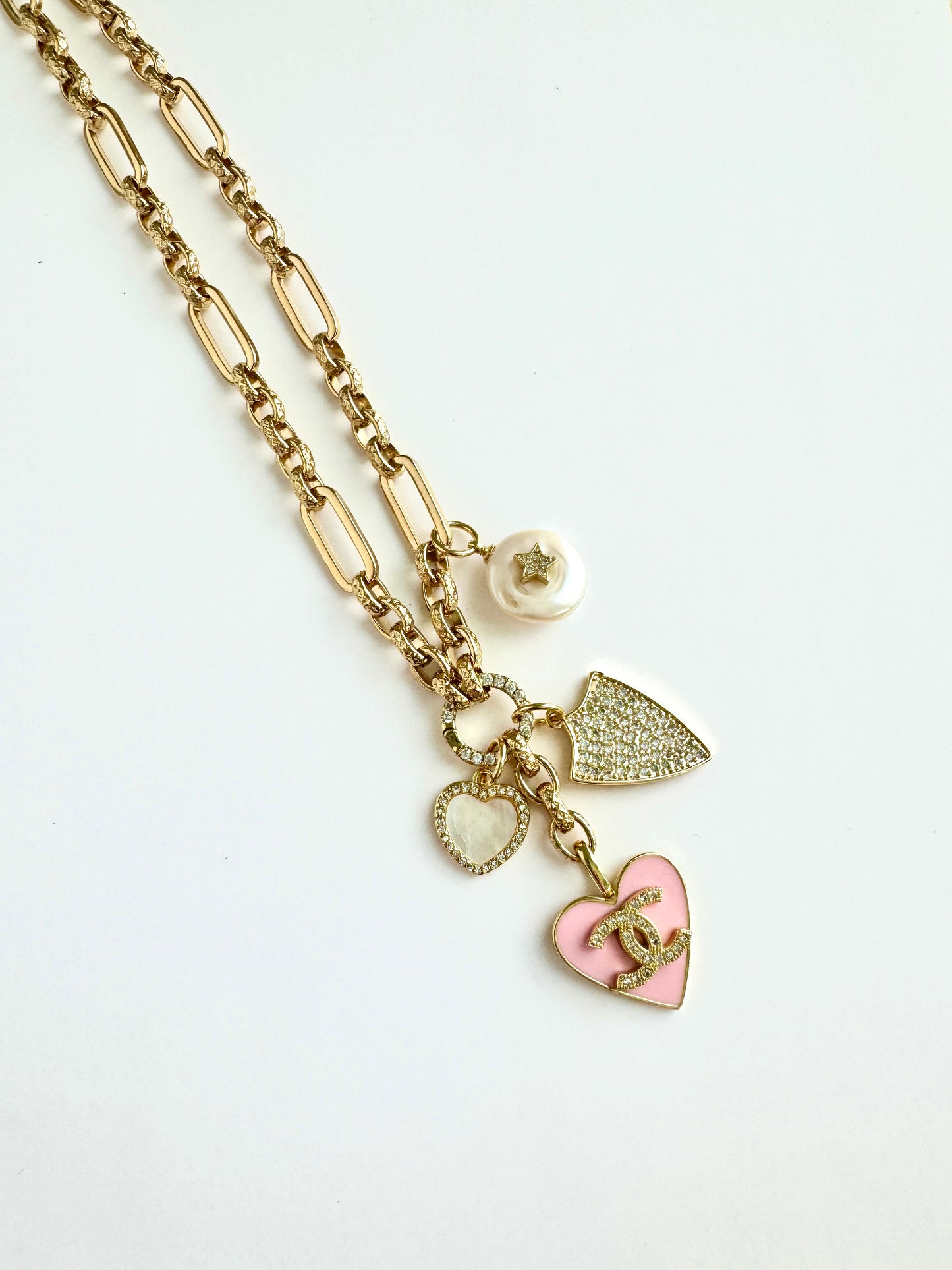 Light Pink CC Small Heart Necklace