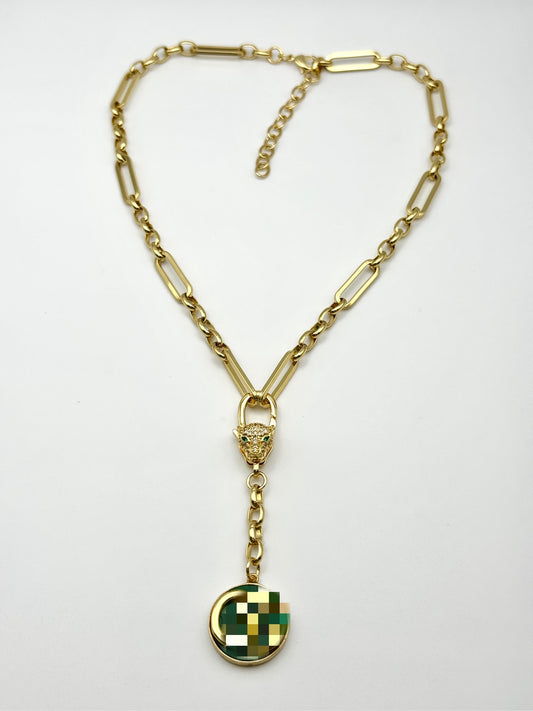 Large Pave CZ Panther GG Necklace