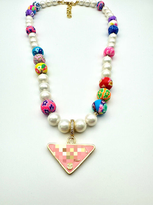 Prada Pearl And Floral Bead Necklace