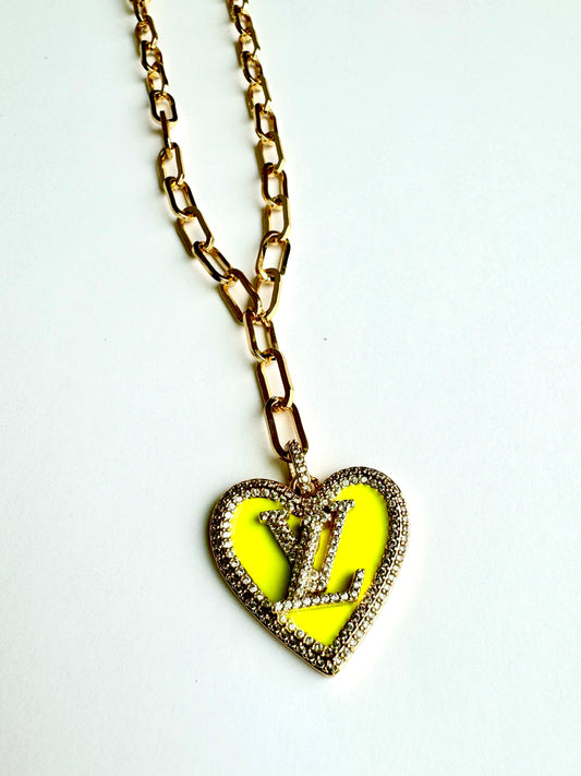 Neon LV Heart Necklace