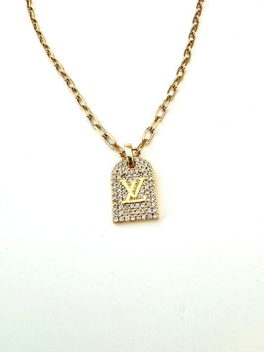 LV Dog Tag Necklace