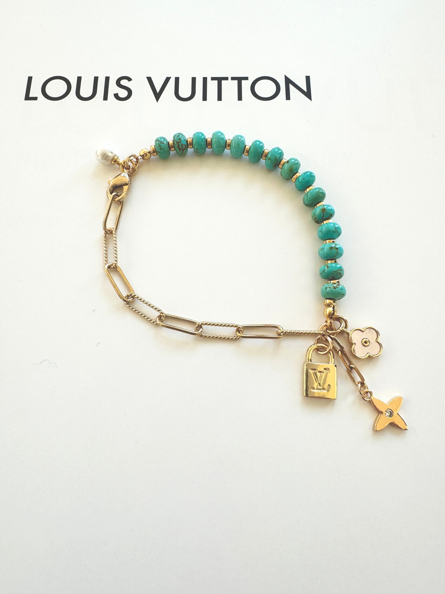 Turquoise LV Charm Bracelet