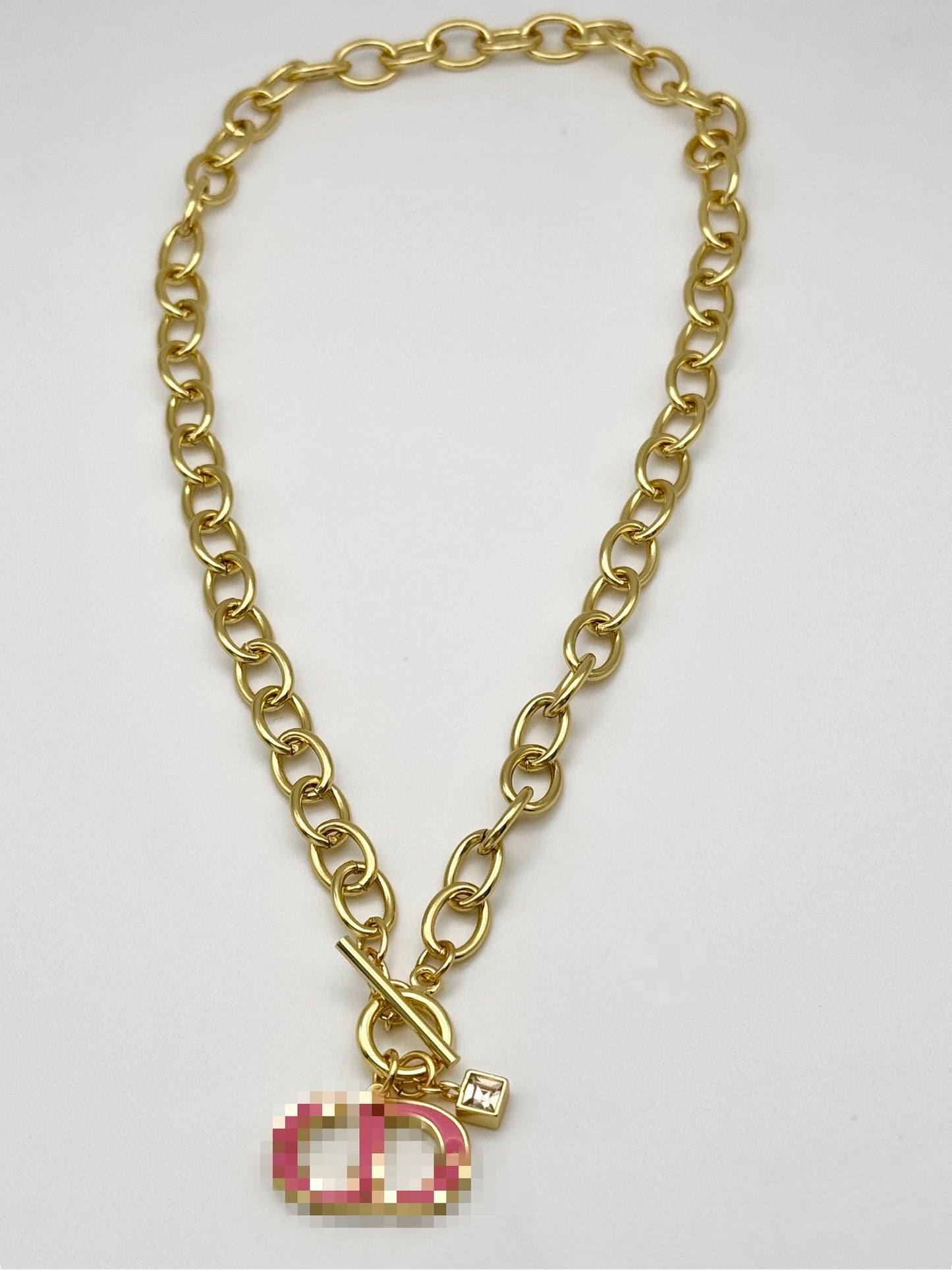 Pink Lady D Toggle Necklace