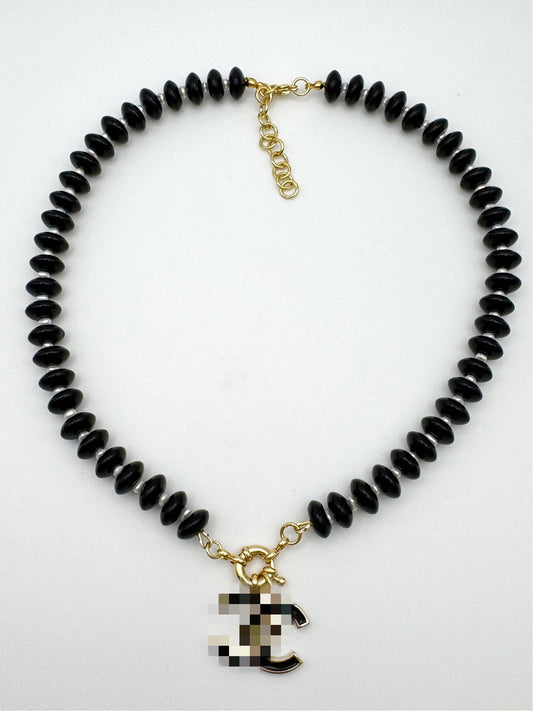 Black CC Black Rondel Necklace