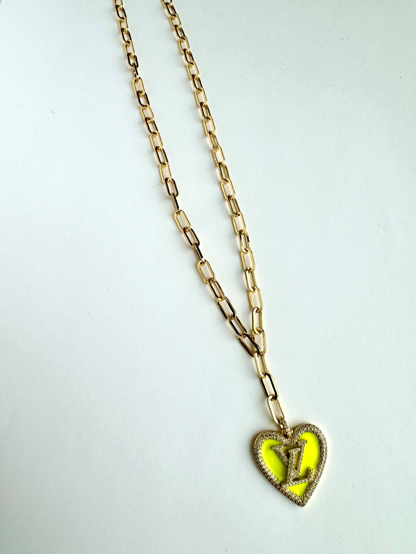 Neon LV Heart Necklace