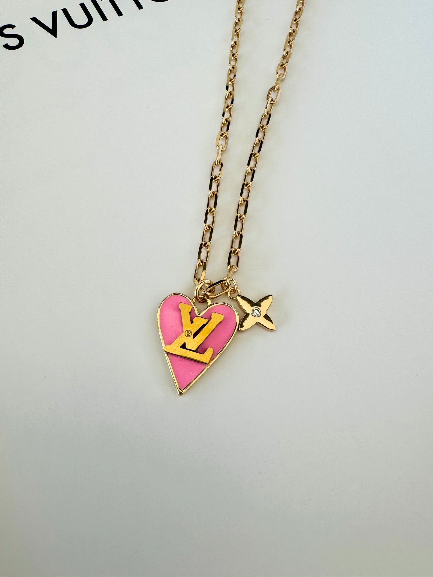 Pink LV Heart Necklace