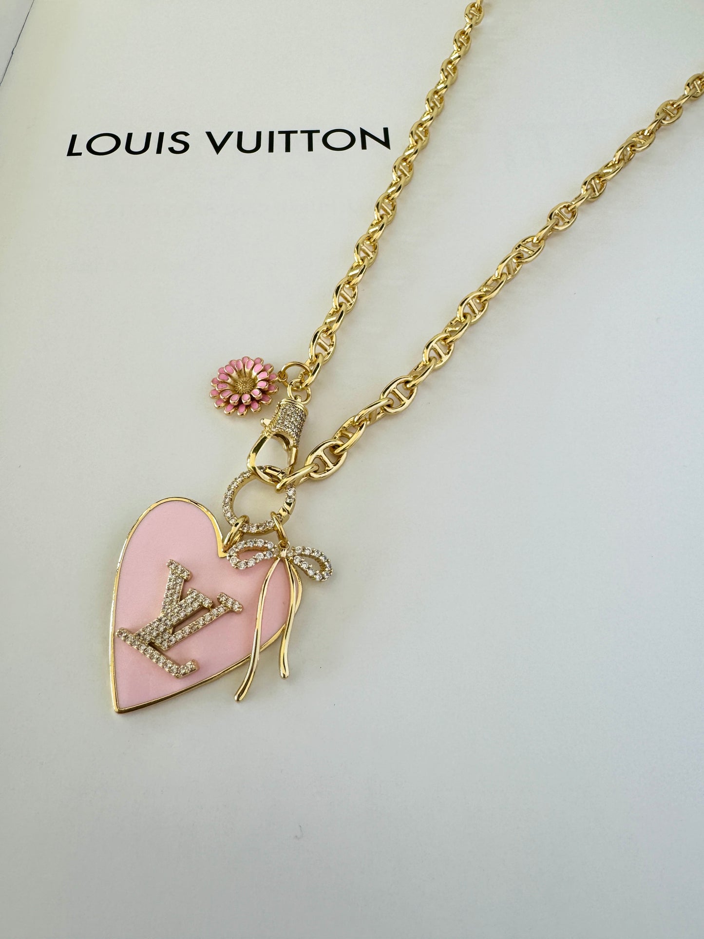LV Light Pink Bow and Flower Necklace