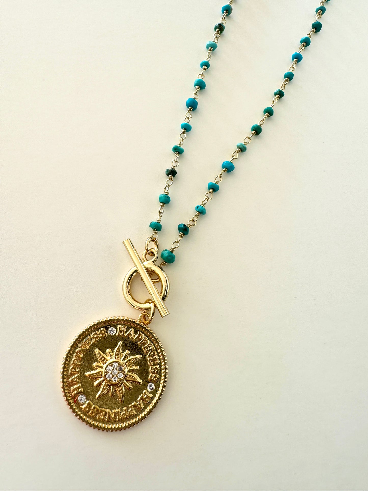 Turquoise Sun Coin Necklace